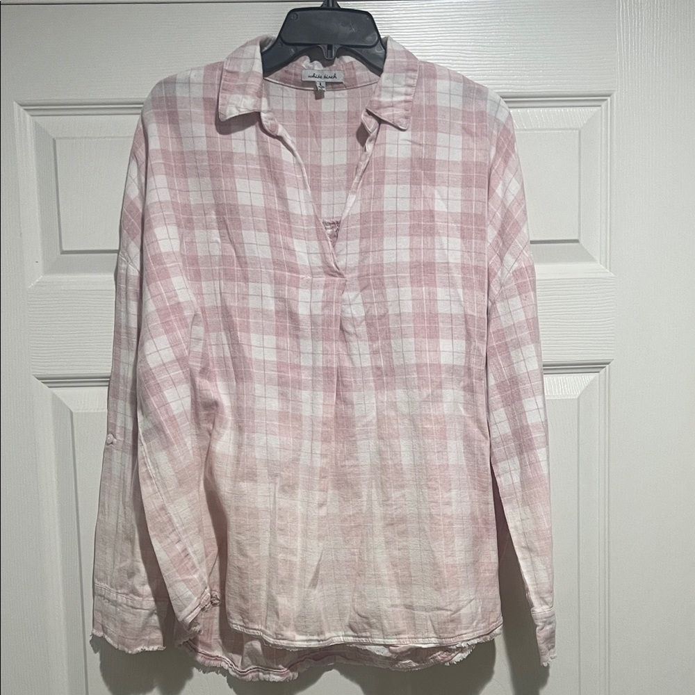 White Birch Pink and White Plaid Shirt